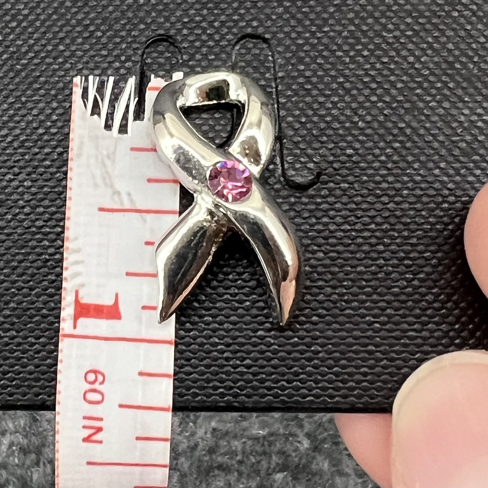Cookie Lee Breast Cancer Awareness Pin Silver With Pink Crystal New In Package - Picture 4 of 6
